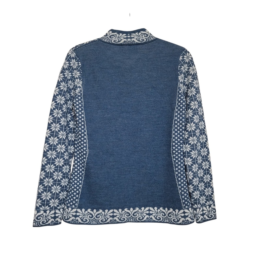 Classic Alpaca Womens S NWT Nordic Fair Isle Baby Alpaca Zip Cardigan Blue - Picture 8 of 10